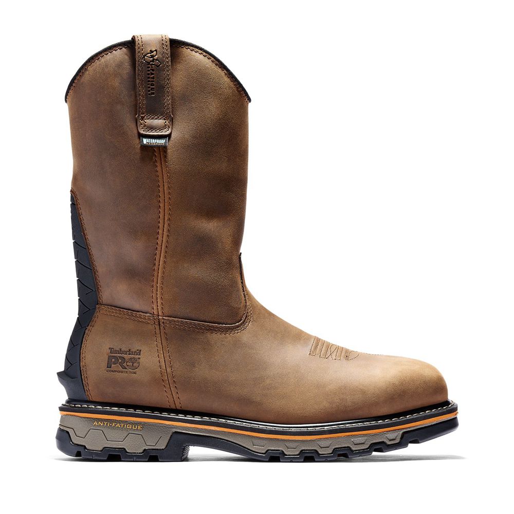 Botas Masculino - Timberland Pro True Grit Impermeavel Composite-Toe Pull-On - CINMB6423 - Marrom